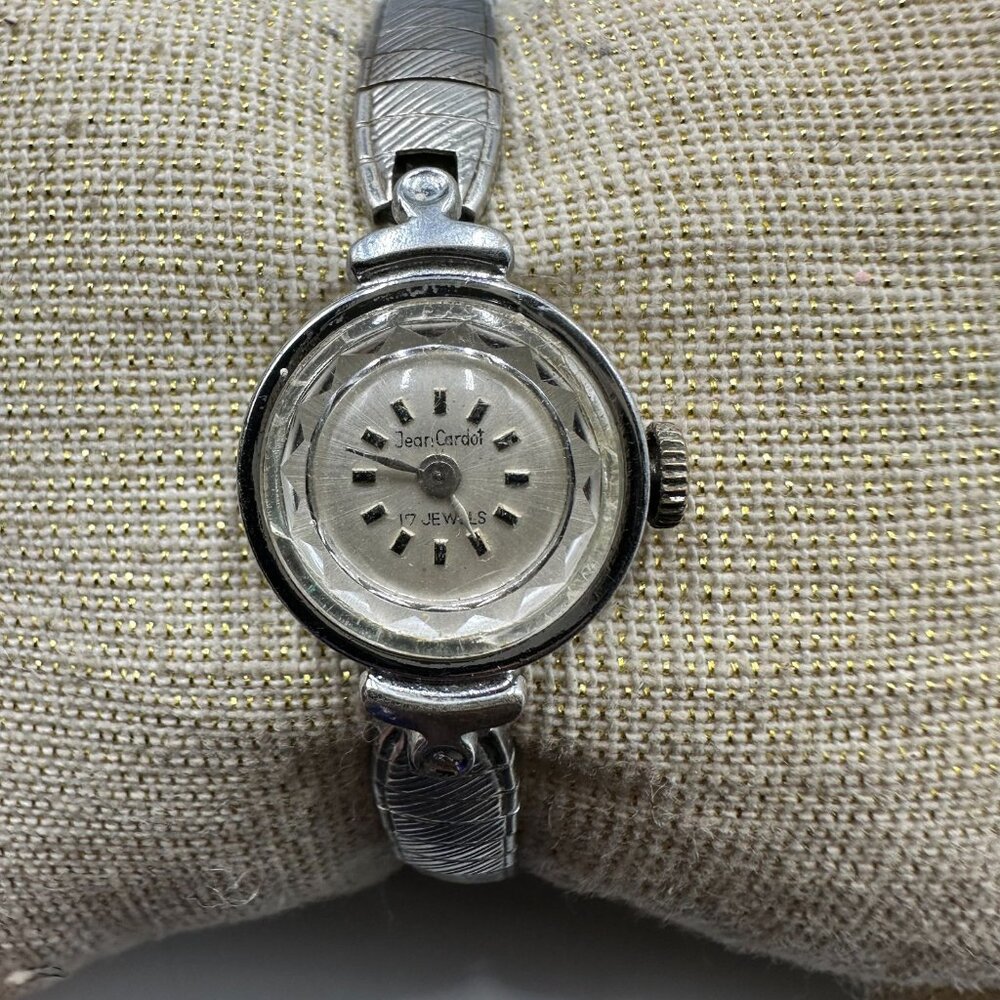 Vintage Jean Cardot Watch Women Manual Wind Dainty Round Dial 6 Inch